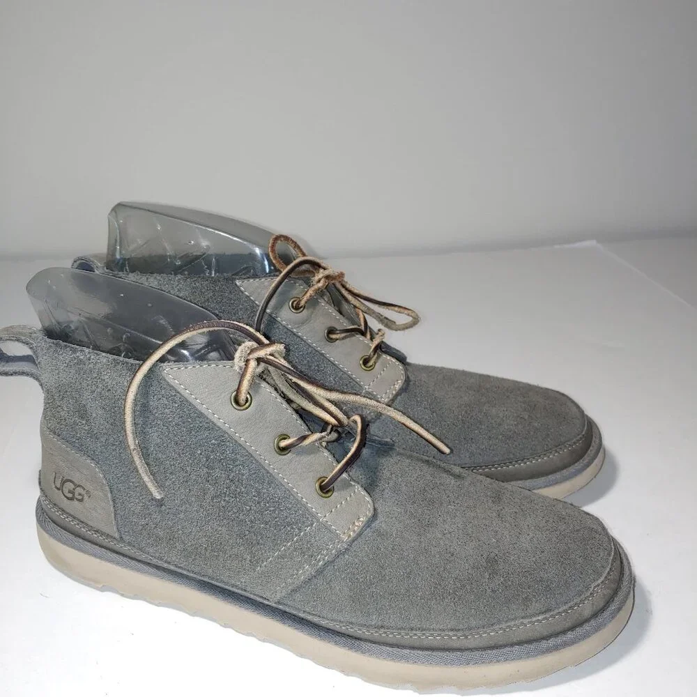 UGG Neumel Unlined Leather Lacing Cargo Gray Boots Size 10